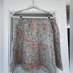 J. Crew Floral Circle Skirt — Aqua & Coral